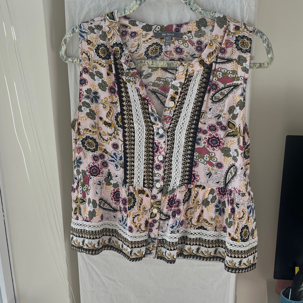 Anthropologie Button Crop Top Blouse
